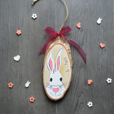 Kézzel festett nyírfa húsvéti dekoráció - Szia! nyuszikám