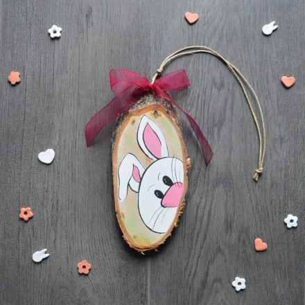 Kézzel festett nyírfa húsvéti dekoráció - halihó